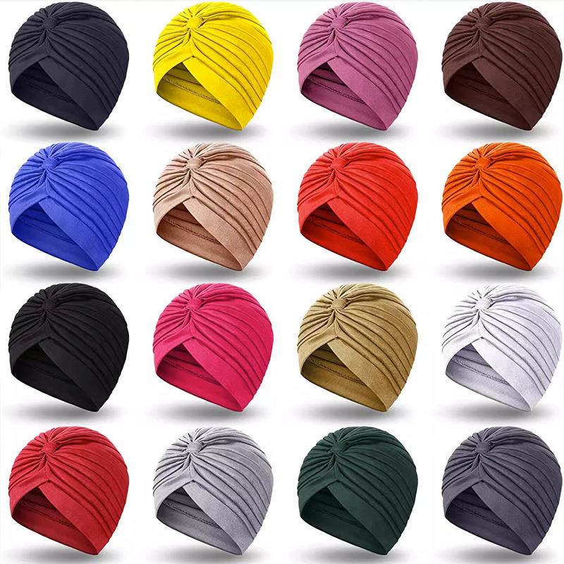 Stretch knit pull-on head cap in solid colors