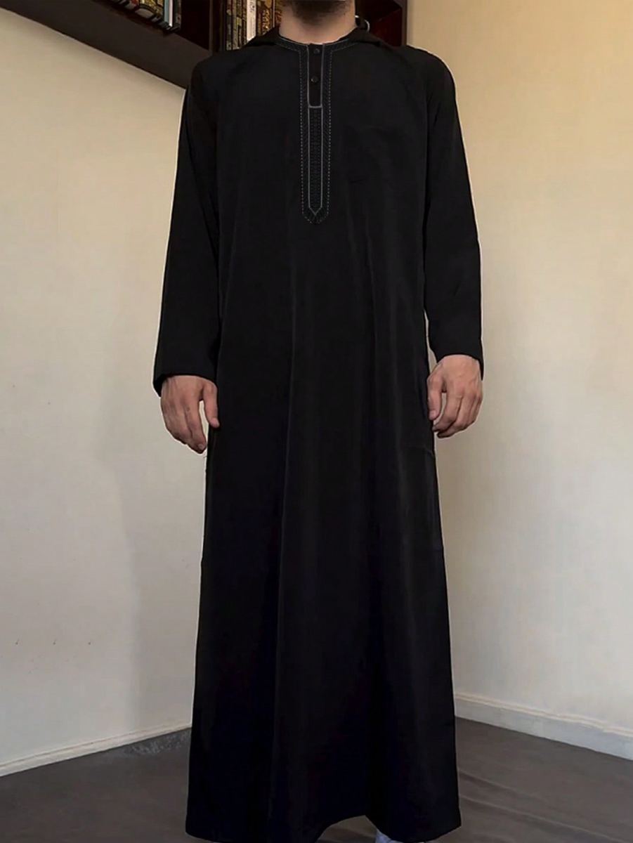 Men's hooded striped long festival robe