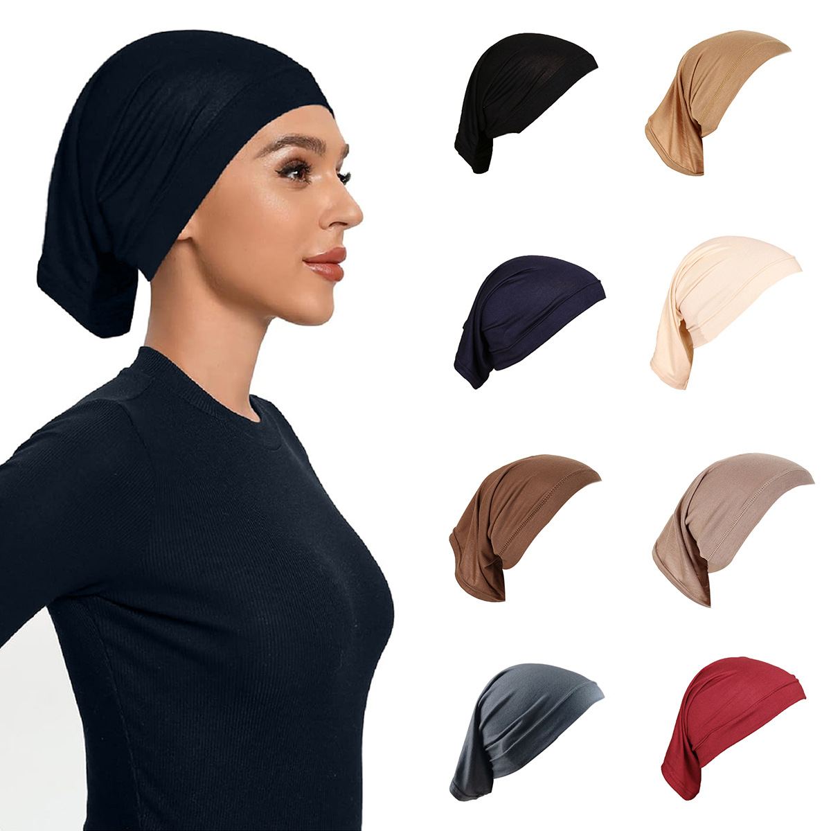 Modal tube under-cap for wearing under a hijab