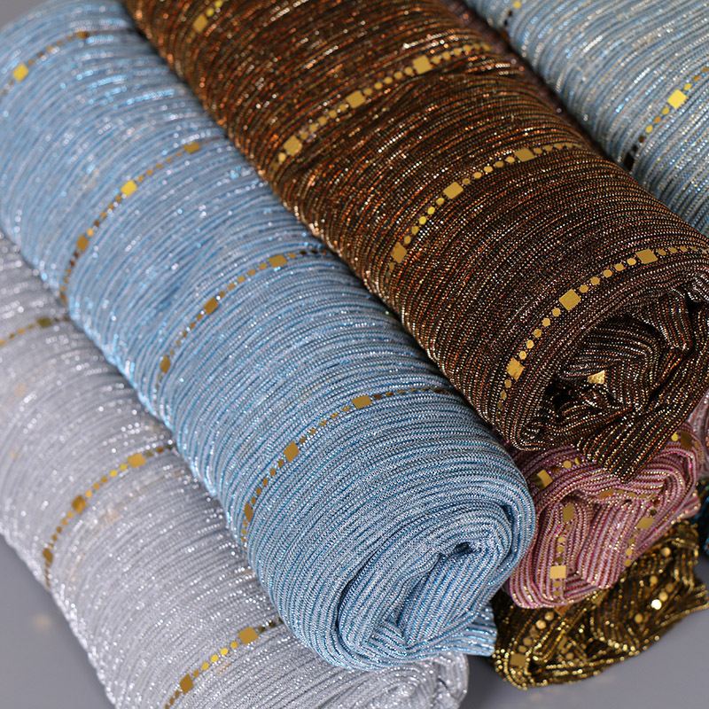 Sequin lace two-way scarf with metallic thread