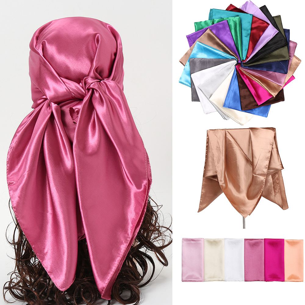 Rose pink satin square scarf