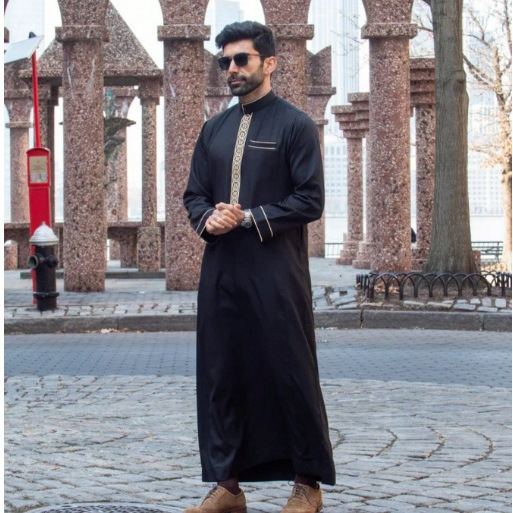 Men's striped relaxed long shirt in navy and wine tones photo 4