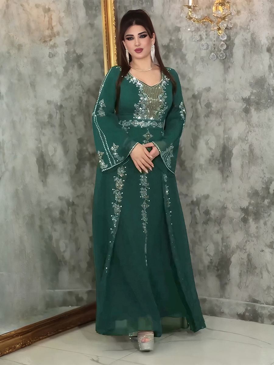 Rhinestone-embellished long evening gown — wholesale African women's occasion wear photo 2