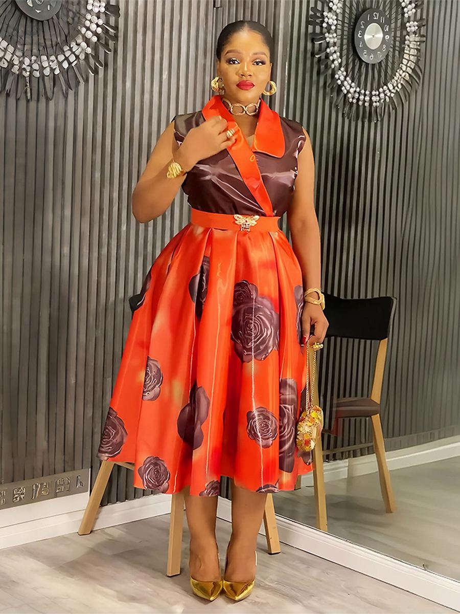 Sleeveless vintage-print summer dress — wholesale African women's dress photo 2