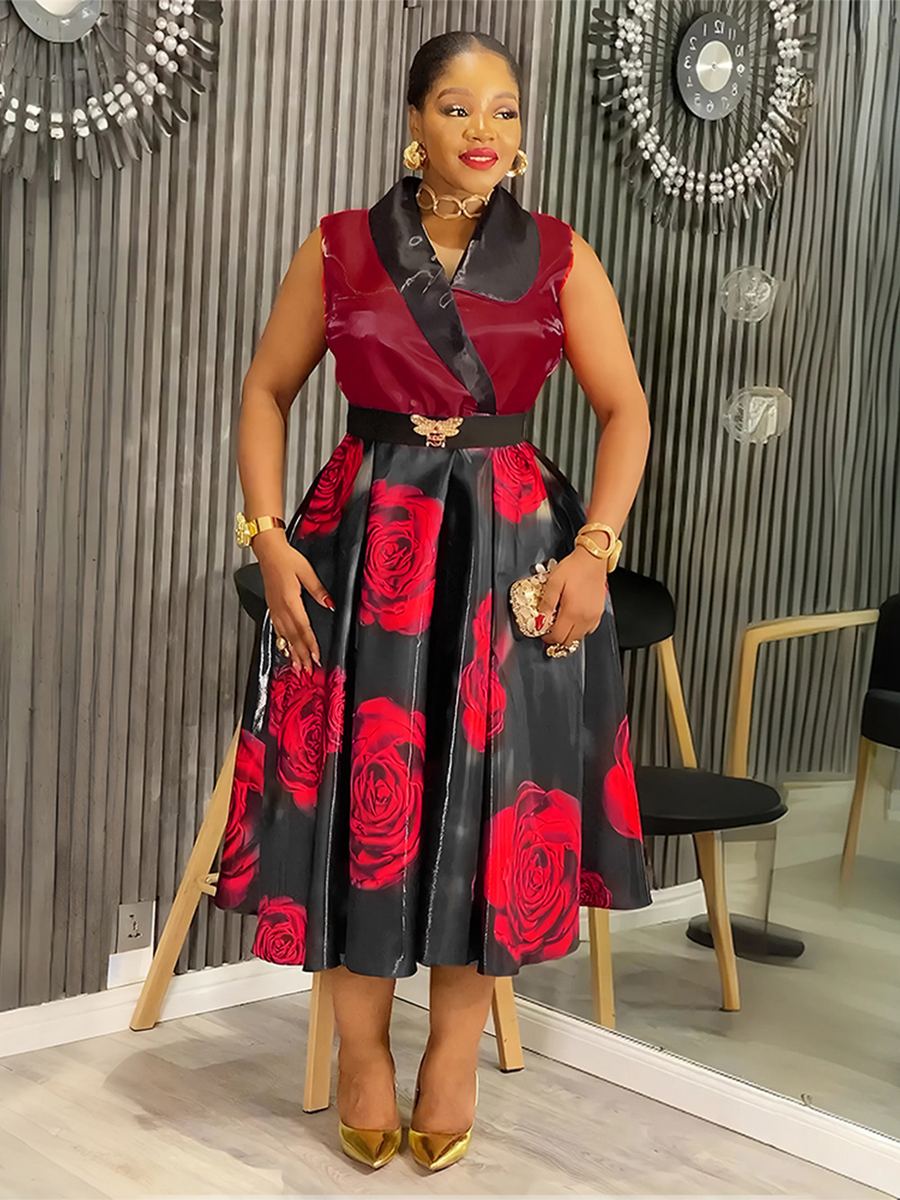 Sleeveless vintage-print summer dress — wholesale African women's dress photo 3