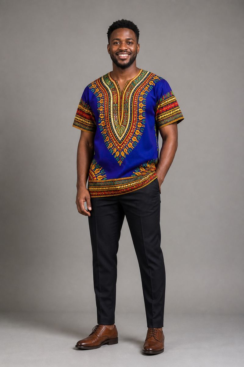 Men's colorful dashiki in African wax print